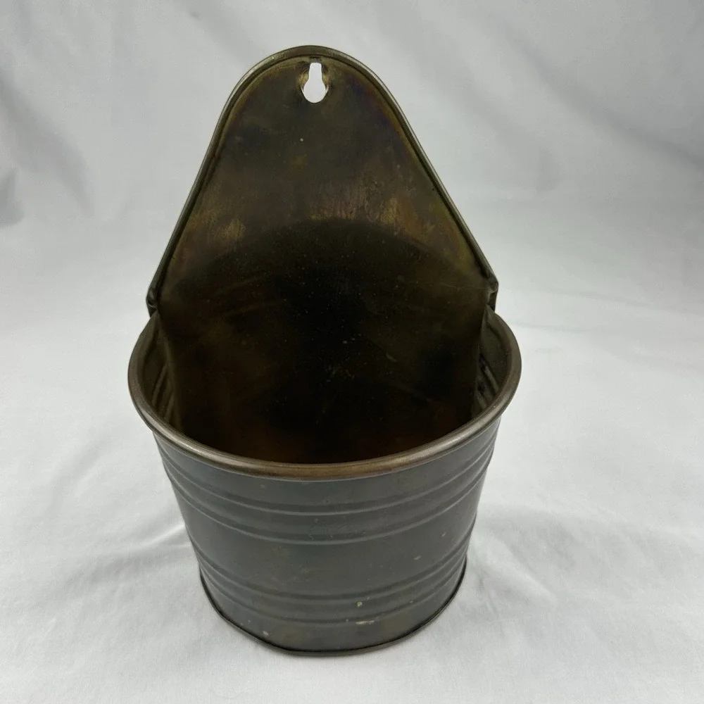 Vintage Brass Tone Wall Pocket Planter Mid Century Grandmillennial Cottagecore
